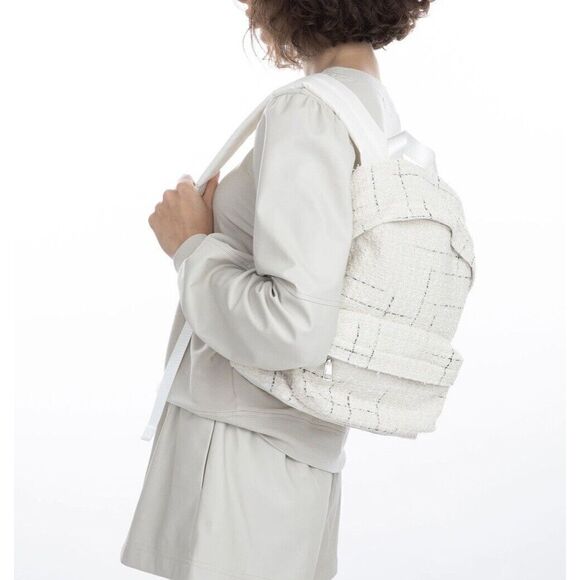 Generation Love Cream Windowpane Eden Backpack NEW Ivory Gray Tweed - Picture 1 of 11